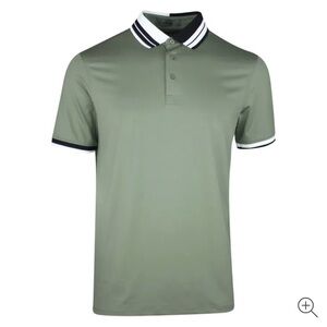 G/FORE Olive Green Polo with Contrast Black and White Collar